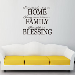 跨境8040HOME FAMILY BLESSING精雕歐美箴言家居牆貼紙貼畫英文詩