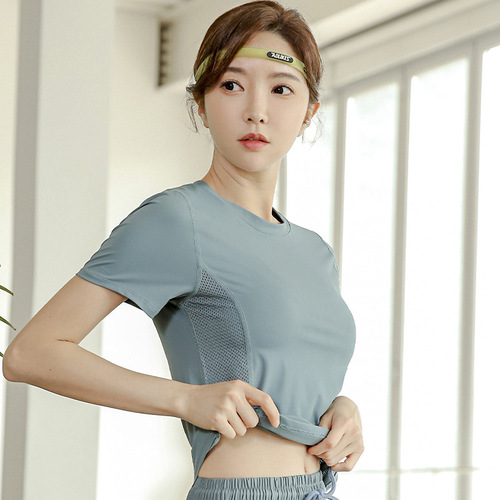  New Yoga Wear Summer Quick Dry Running Short Sleeve T-Shirt Internet Famous Fitness Wear Sports Women's Top 