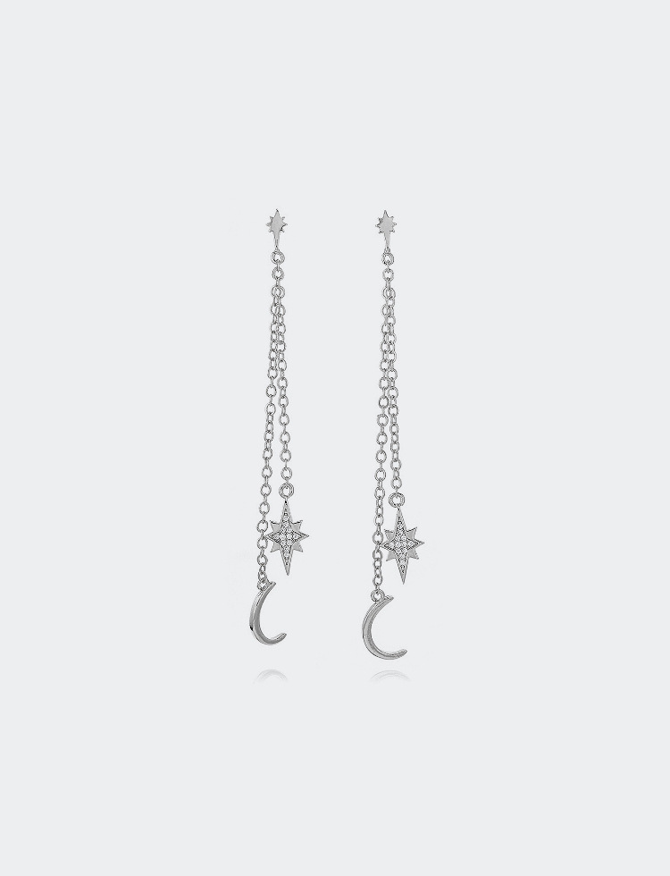 Boucles D&#39;oreilles Lune Étoile Zircon Gland De Mode En Gros display picture 5