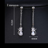 Fashionable long zirconium, earrings, Korean style, silver 925 sample