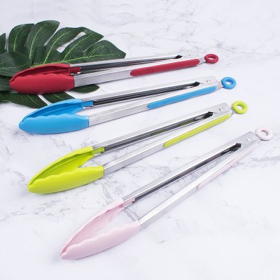 現貨耐高溫家用廚房食物夾子蛋糕面包烘焙矽膠熟食夾子12寸批發