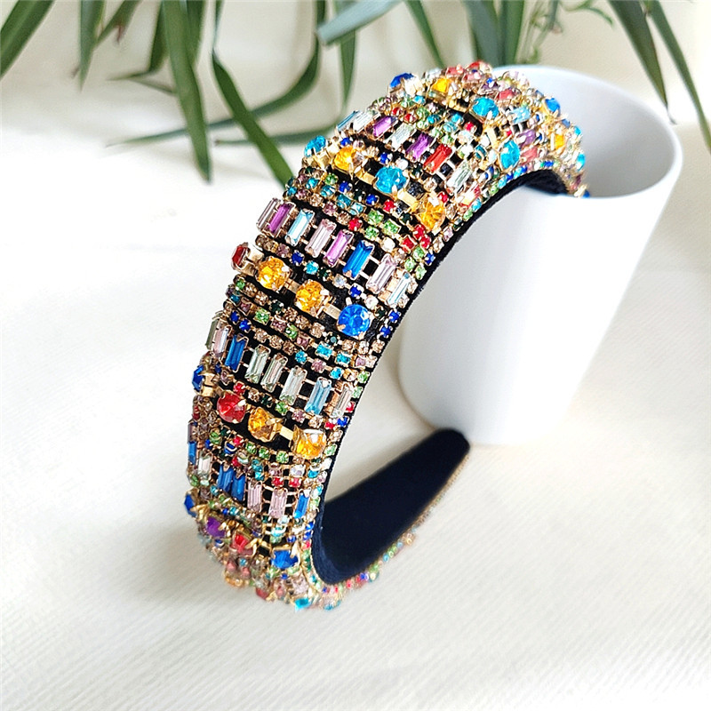 Retro Style Fashion Diamond Color Hair Band Korean Retro Hair Band Headband Wholesale Nihaojewelry display picture 6