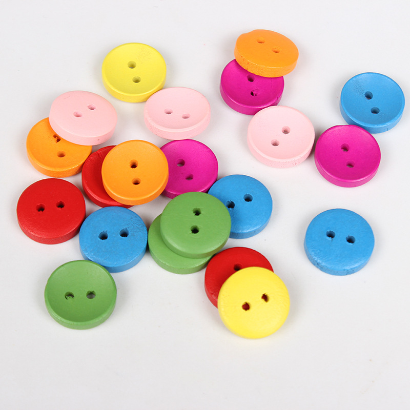 木制纽扣，彩色碗型纽扣 手工DIY配件 儿童手工画材料 20粒每包