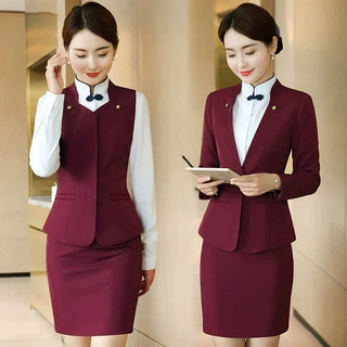 职业马甲套装高端酒店服务员工作服女美容院前台工装正装空姐制服