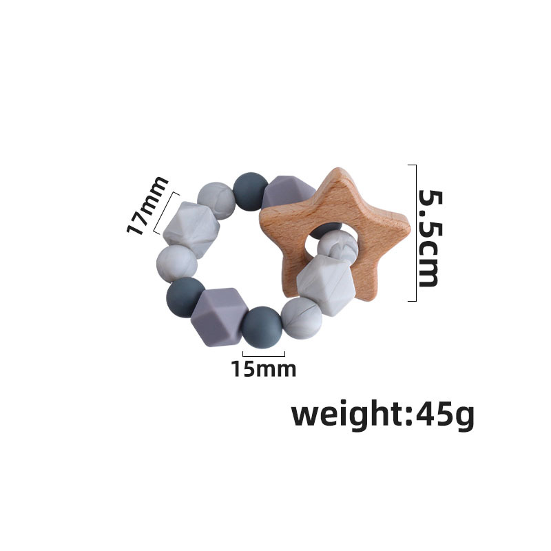 Creativo DIY bebé haya estrella de cinco puntas juguete mordedor bebé Seguridad Protección del Medio Ambiente pulsera de cuentas de silicona mordedor