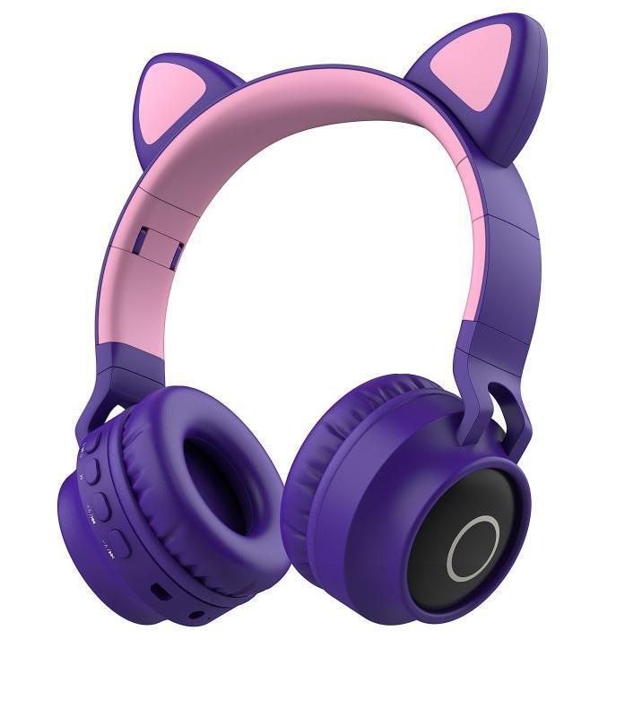 Auriculares Bluetooth BT-028C, diseño de orejas de gato, estéreo 5.0, luminosos, lindos.