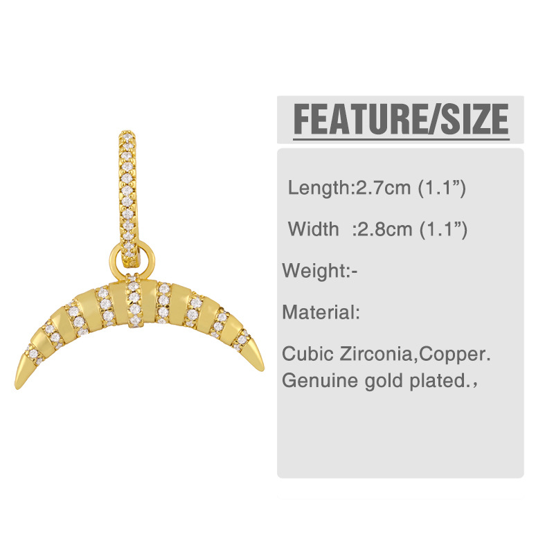 New Fashion Retro Crescent Diamond Striped Geometric Copper Earrings For Women display picture 2
