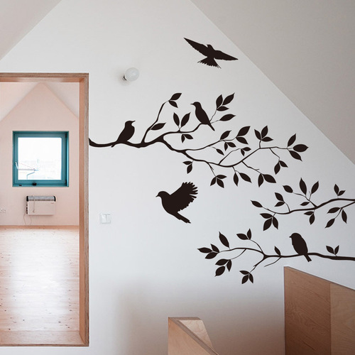 8208 manufacturer supply wholesale cross-border new branch bird living room bedroom children's room removable wall sticker decoration