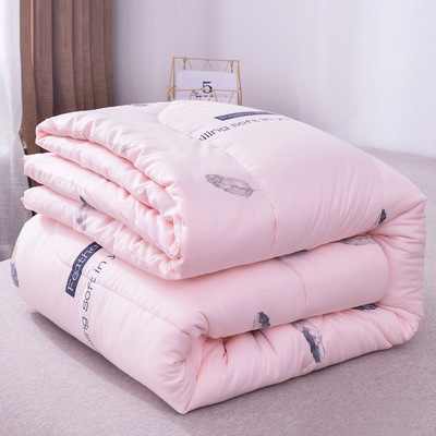 水洗棉棉花被双拼色包布棉被全棉春秋被加厚冬被子批发棉被芯厂家|ms