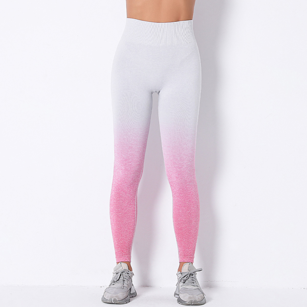 pantalones de yoga huecos sin costuras con degradado teñido colgante NSLX9056