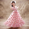 Children's nail sequins, dress, fuchsia strawberry, small princess costume, piano performance costume, new collection