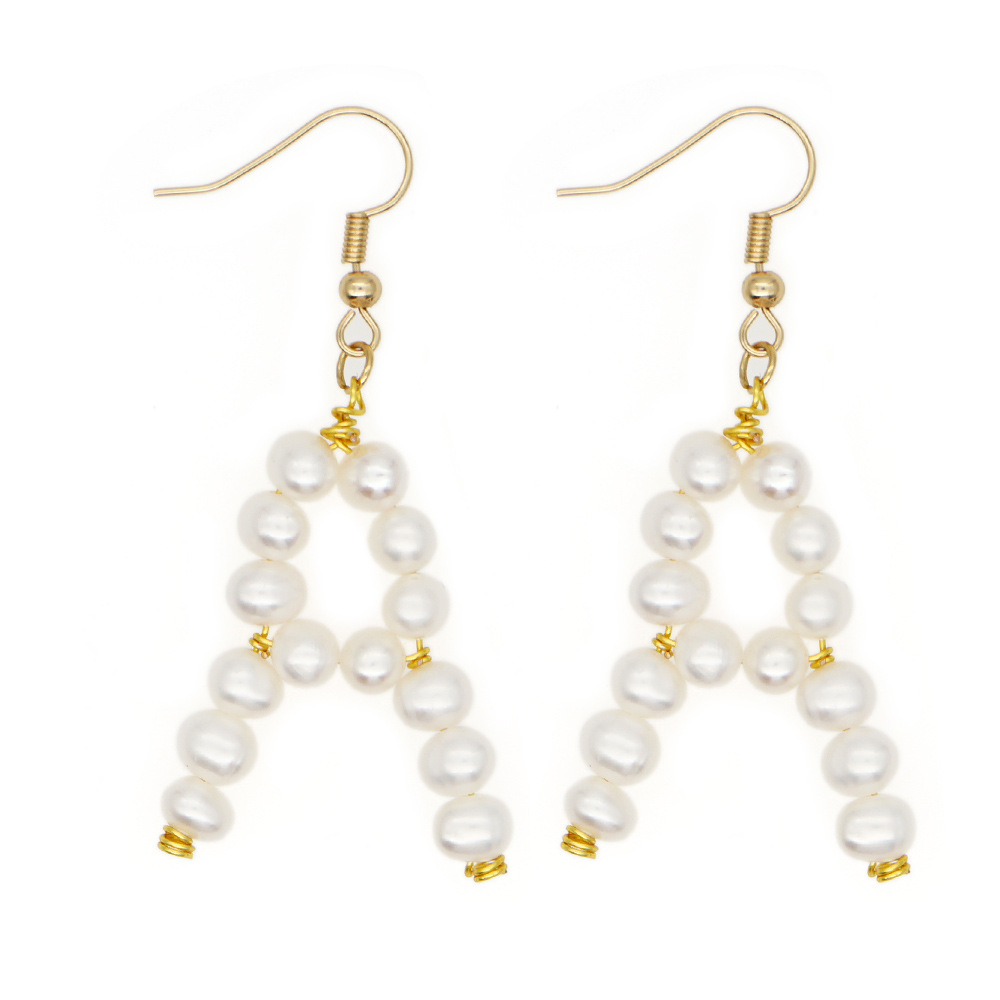 Woven  Letter  Fashion Baroque Natural Freshwater Pearl Earrings Wholesale display picture 25