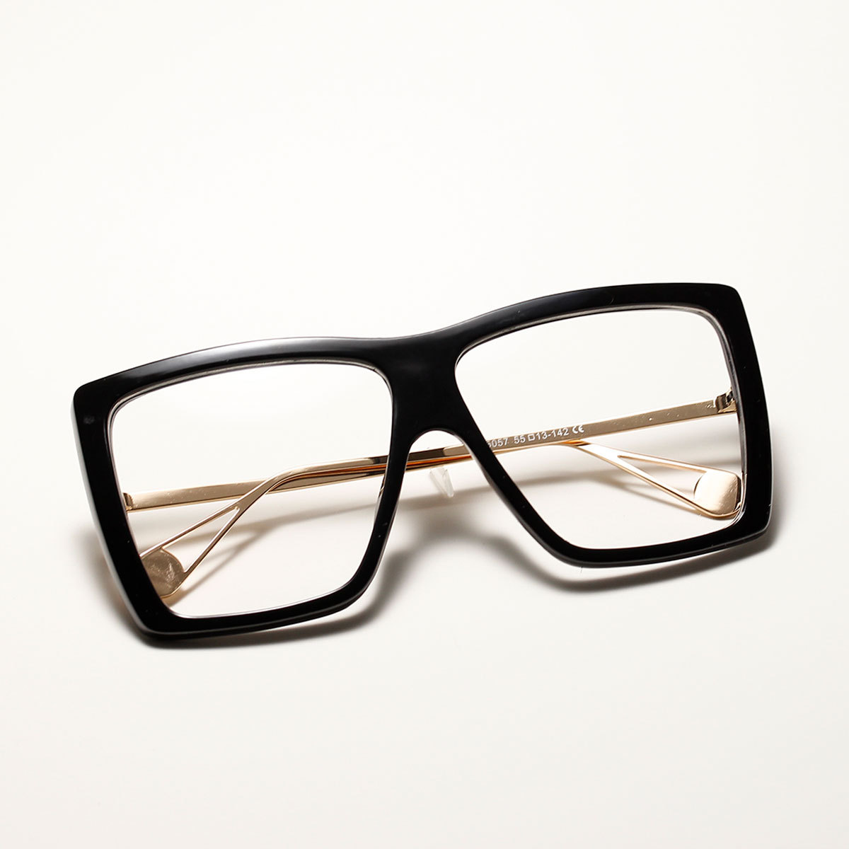 Oversized Frame Half Metal Retro Flat Lens Korean Square Glasses Wholesale display picture 2