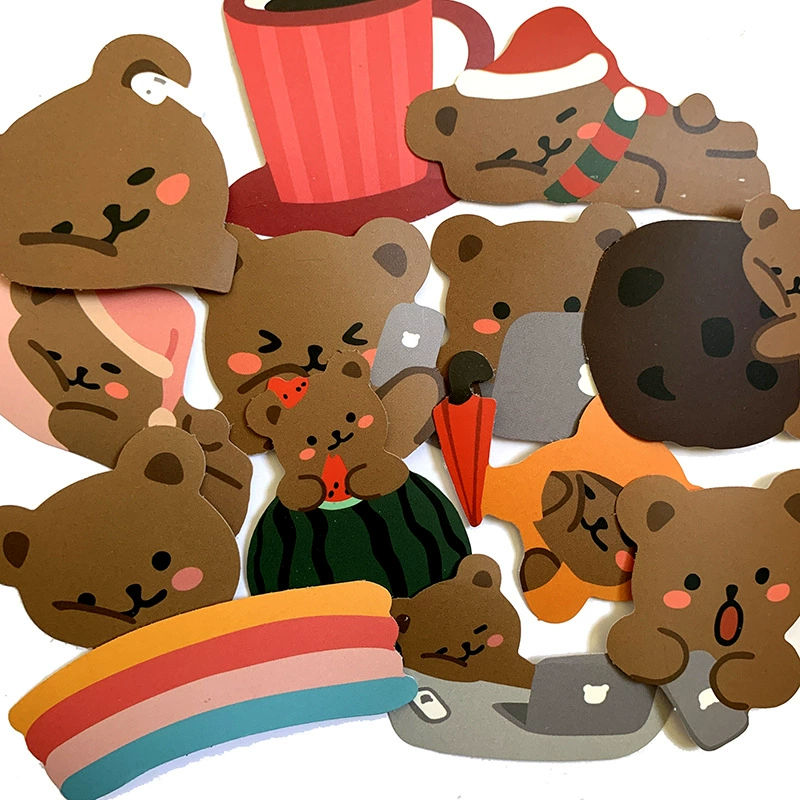 Cute cartoon waterproof sticker, decorations, electric car, tablet phone holder, retroreflective suitcase, with little bears
