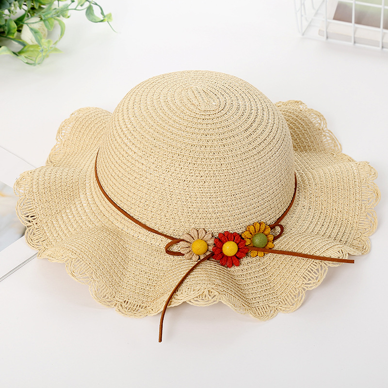 Girl's Cartoon Style Cute Flower Straw Hat display picture 2