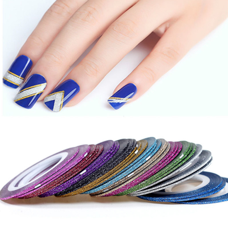 Nueva joyería de uñas pegatinas Frosted oro y plata hilo con adhesivo arena oro pintado Línea 1mm ancho 14 colores opcionales
