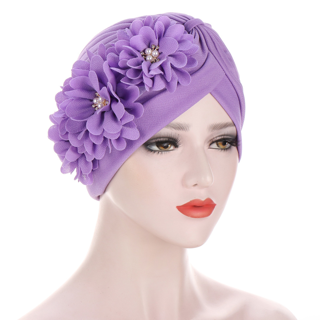 Women's Ethnic Style Flower Rhinestone Pearl Beanie Hat display picture 1