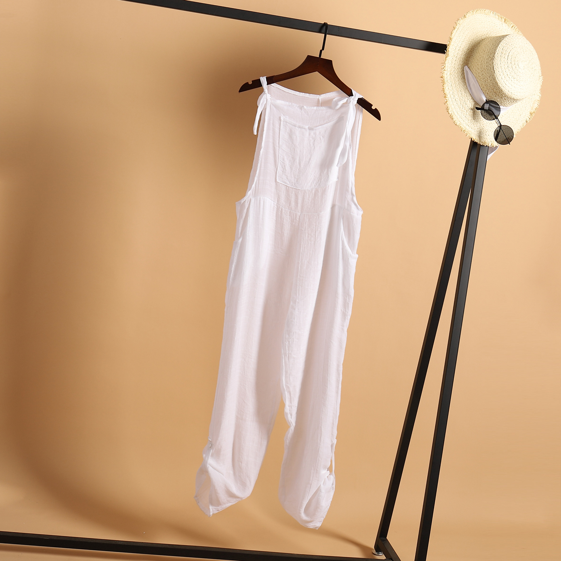 Leisure Beach Trousers Solid Color Wide Leg Jumpsuit - Jumpsuits & Rompers - Uniqistic.com