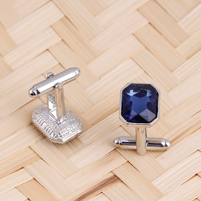 New Creative All-match Colorful Glass Diamond Cufflinks display picture 6