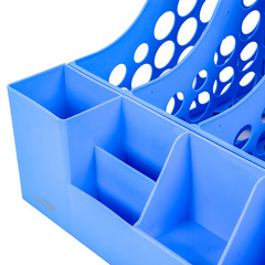HuaJie File Shelf with Thick File Organizer, Three-Link or Four-Link with Pen Holder, File Basket, Plastic Office Storage Basket
