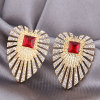 Red crystal earings, advanced earrings, french style, light luxury style, high-quality style, bright catchy style