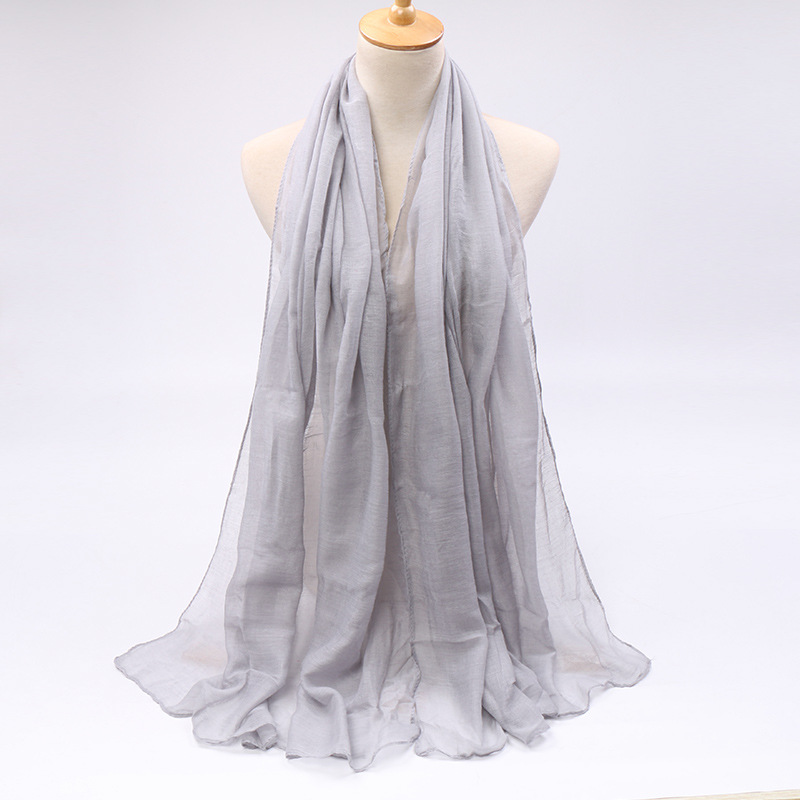 Women's Simple Style Solid Color Voile Sewing Cotton Linen Scarves display picture 33