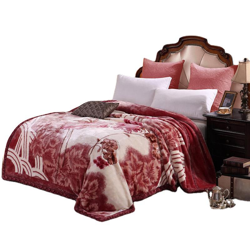 공장 직접 RASCHEL 담요 더블 두꺼운 벨벳 담요 가을과 겨울 더블 웨딩 웨딩 레드 담요 선물