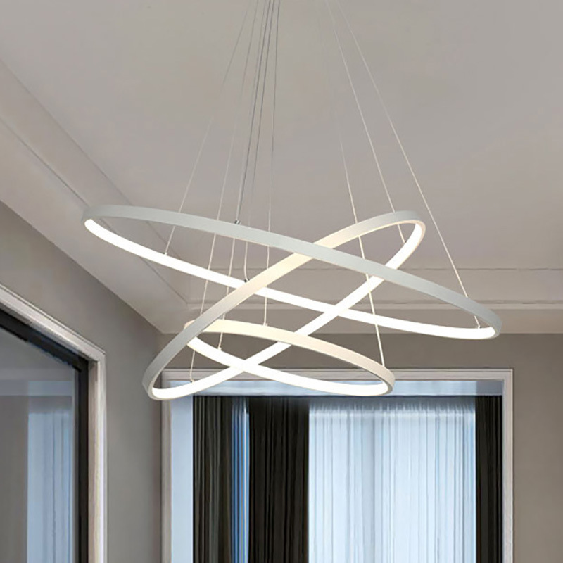 跨境客厅吊灯简约现代圆环枝形灯具创意卧室餐厅家用工程110V吊灯|ru