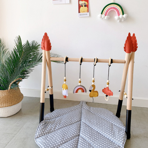 ins decorative Nordic style wooden fitness equipment ornaments newborn baby baby fitness stand children's toys