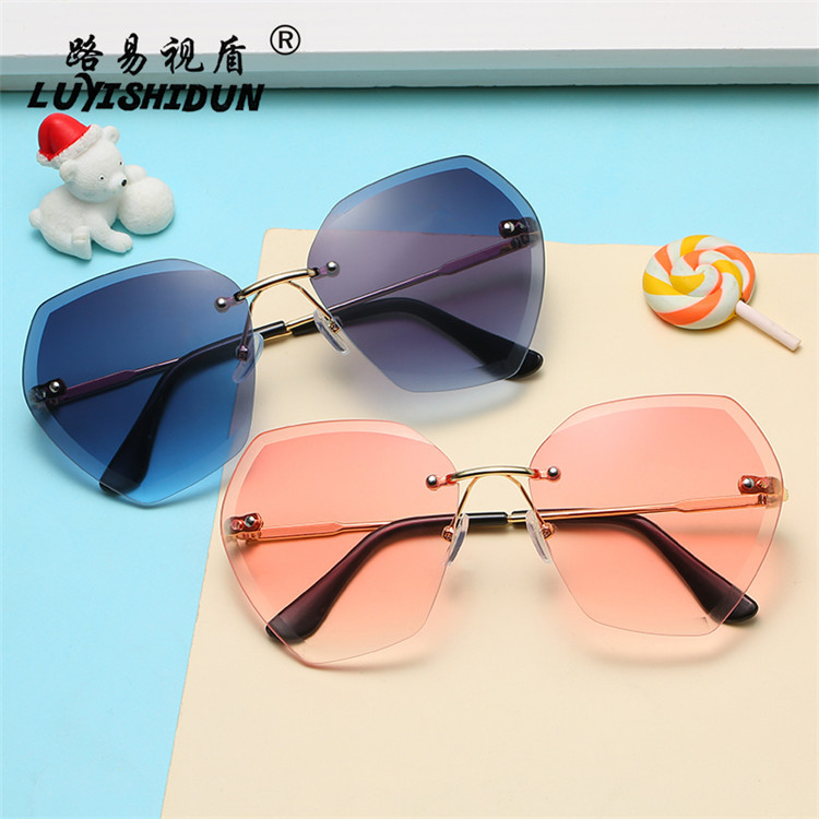 new pattern Frameless Trimming Polygon children Sunglasses Irregular 2020 new pattern fashion Colorful men and women Sunglasses