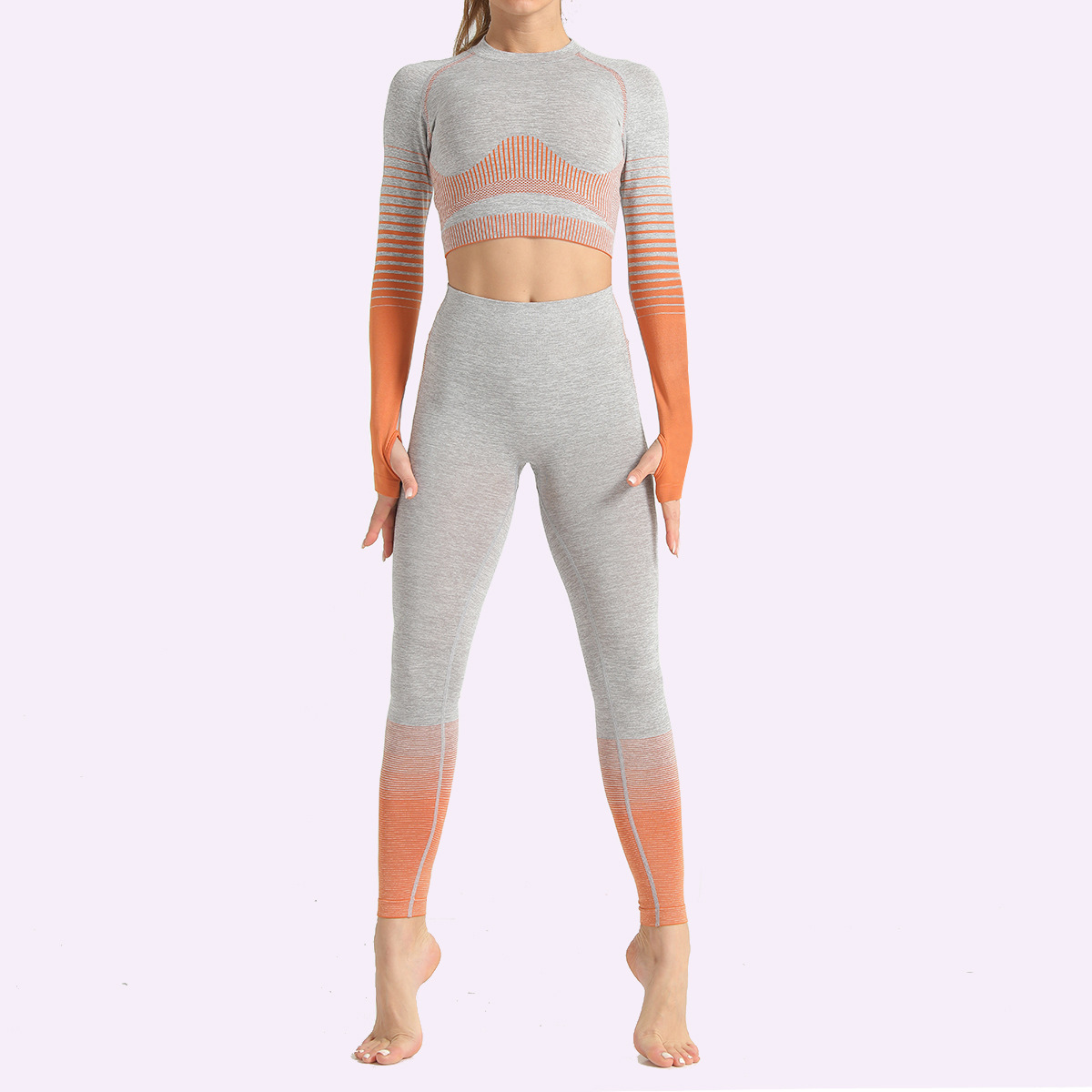 seamless striped knitted hip-lifting elastic fitness suit  NSNS10716