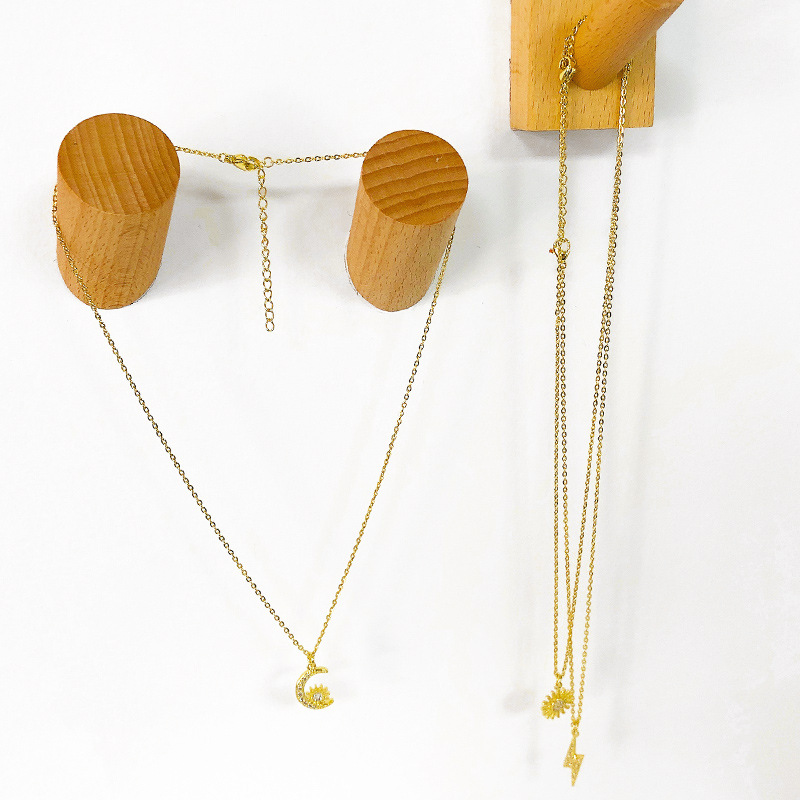 simple wild sun moon diamond necklace