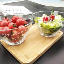 创意法文字母简约玻璃碗沙拉碗家用可定制礼品玻璃水果干果碗果盘
