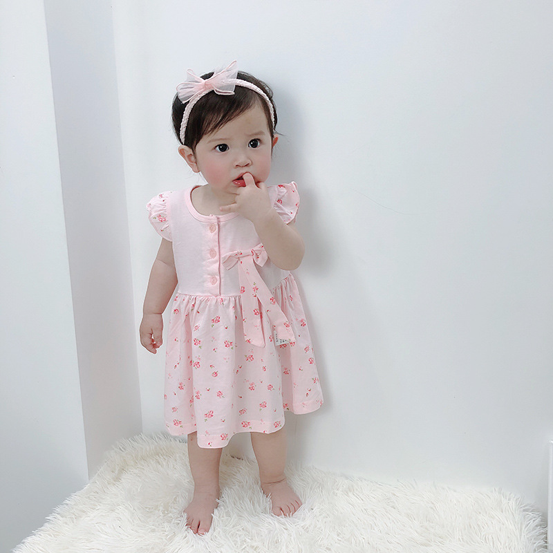 Enfants De Vêtements D'été En Gros Outwear Bébé Fille Cool Doux Mignon Plein Imprimé Gilet Robe H3701 display picture 4