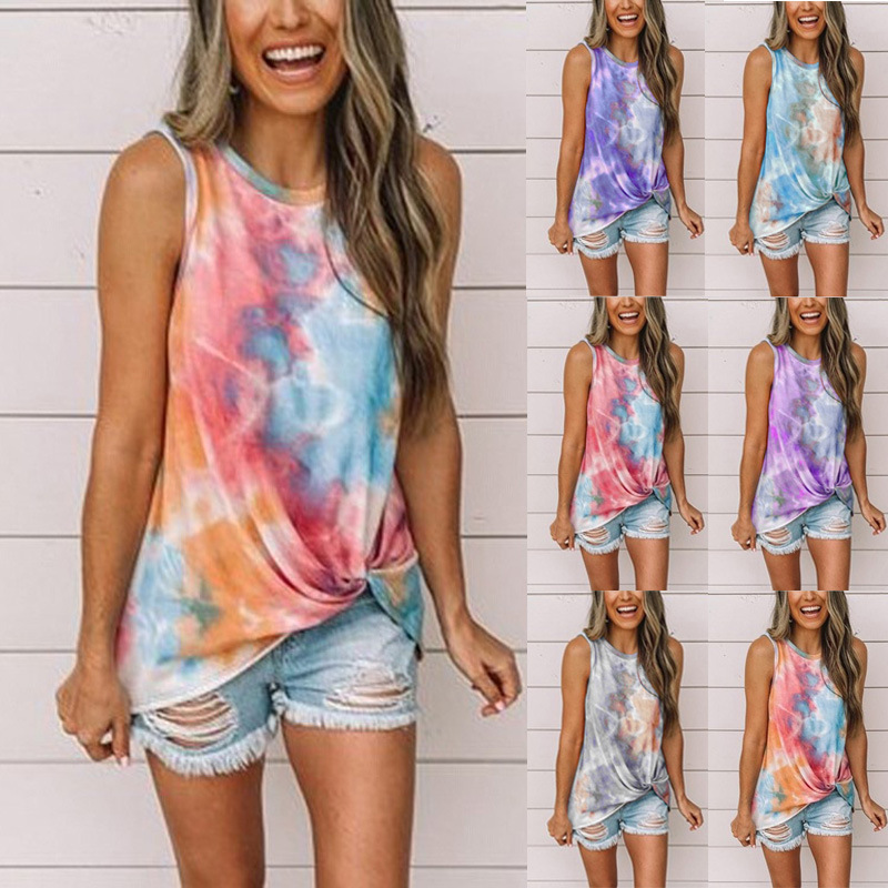 Tie-Dye Round Neck Twist Vest NSYHY106882