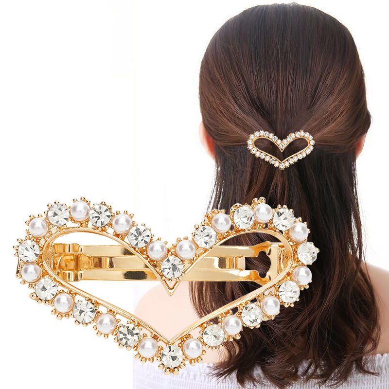 Hairpin Jewelry Spring Clip Korean Simple Rhinestone Adult Hairpin Ponytail Side Clip Horizontal Clip Top Clip One-Word Clip Headwear
