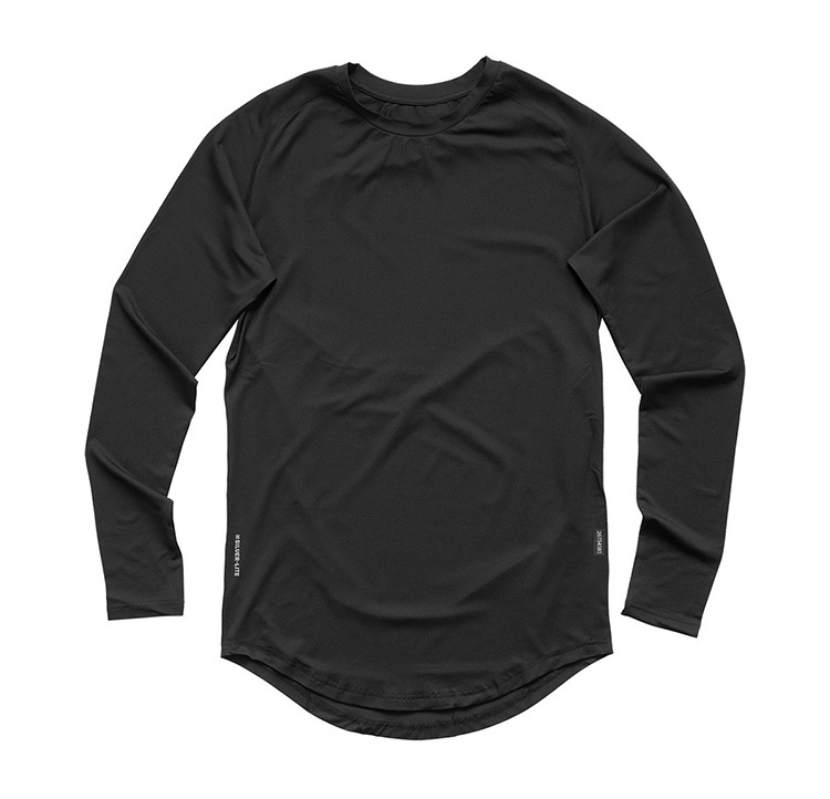 T-shirt da uomo a maniche lunghe primaverili e autunnali in maglia tinta unita con scollo tondo, maglietta sportiva da uomo ad asciugatura rapida_voghion.com