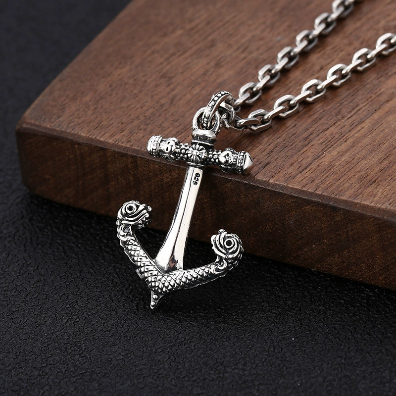Retro accessory, trend fashionable necklace, pendant for men and women, silver 925 sample, Korean style