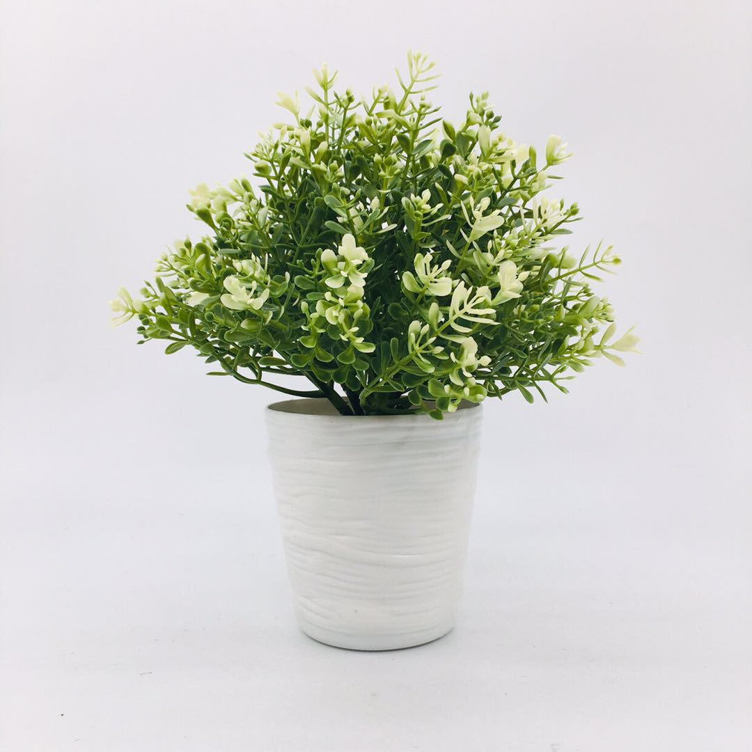 The manufacturer supplies green plant simulation flowerpots with faux bark patterns, plastic weighted flowerpots with foam detail image 5