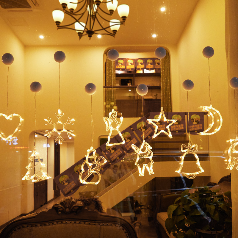 Navidad Lámpara decorativa tienda ventana de cristal lámpara colgante vacaciones atmósfera diseño lámpara de succión campana pequeña joyería colgante