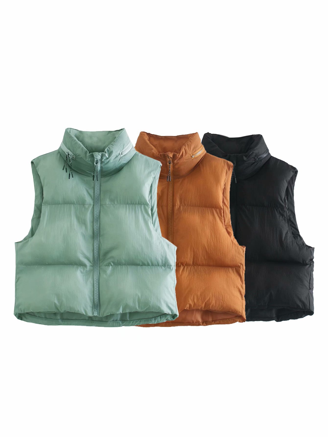 Solid color front zip-up cotton vest  NSAM11874