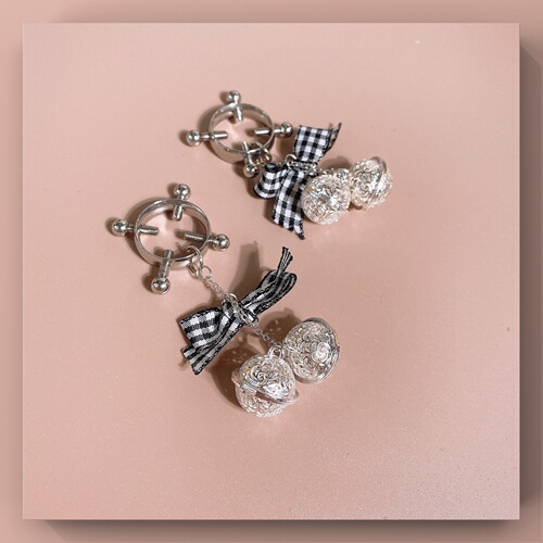Breast clip, G-spot bell, breast bow, breast clip with playful bell, maid-style cuteness, fairy-like charm