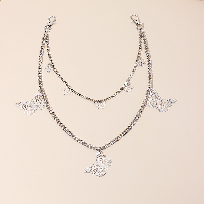 128g Weight Waist Chain Classification Alloy Material Unisex Gender Hip-Hop Style Silver Color New Fashion  Trend Paper Clip  Hip Hop Belt Pants Chain 4