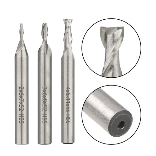 Cross-border hot selling 2-slot high-speed steel end mill 2-12mm straight shank milling cutter spiral end mill CNC milling machine