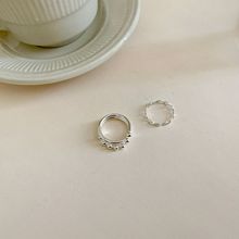 韩国东大门圆珠链条双层戒指套装小众设计简约气质食指关节戒