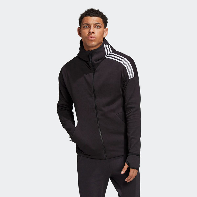 新款连帽拉链运动卫衣薄款 纯色开衫外套男 时尚休闲运动夹克上衣