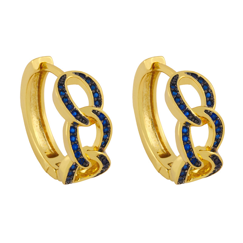 Hip-hop Micro-inlaid Zircon Twist Earrings display picture 7