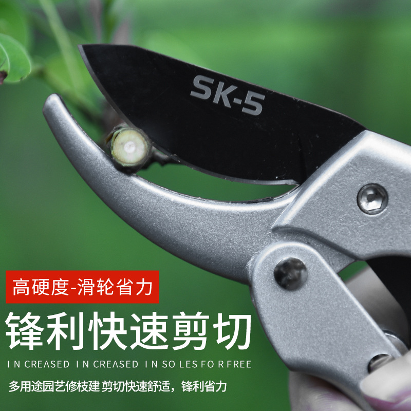 Pruning shears, fruit tree shears, floral shears, gardening shears, floral trimming shears, branch shears, and rough branch cutters