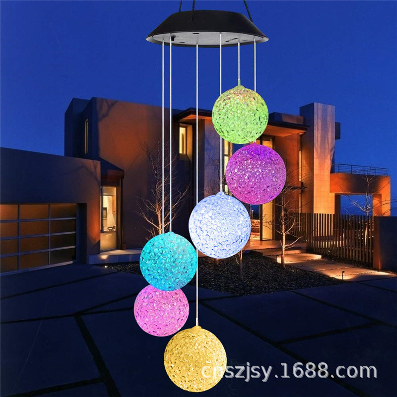 Manufacturers supply Cross border led solar energy Rice Wind chime outdoors courtyard Garden Colorful Discoloration Wind chime a chandelier