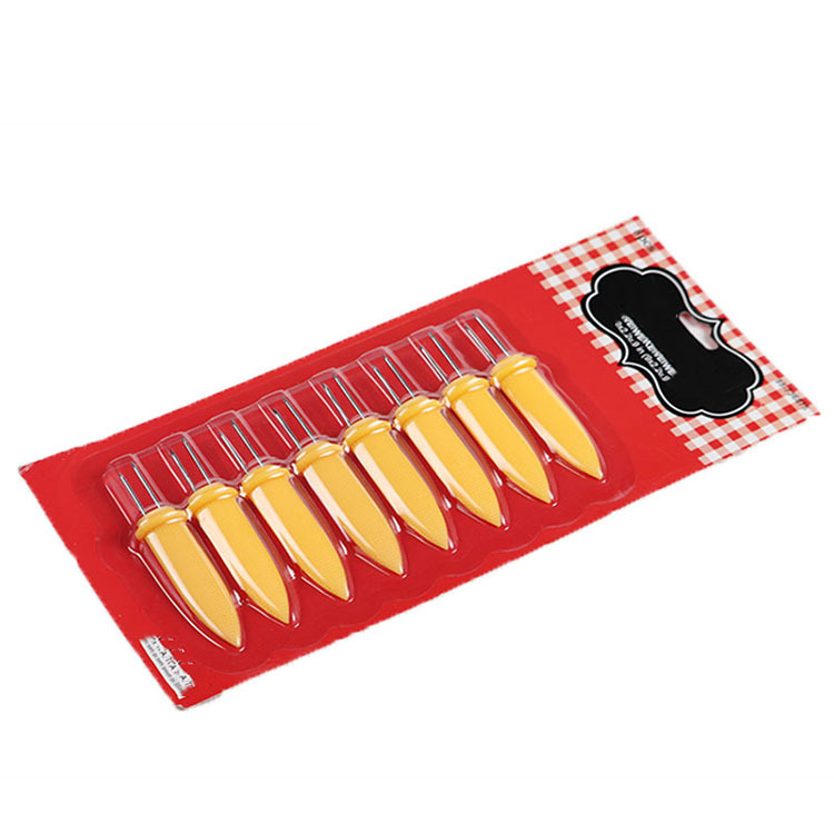 Directo de fábrica de acero inoxidable Tenedor de maíz palo barbacoa aguja de maíz anti-scald barbacoa tenedor de carne Tenedor de fruta